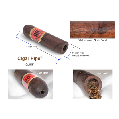 Original Wooden Cigar Pipe™ – Small Bowl, Smooth Draw, Portable & Easy to Clean – Gift-Ready