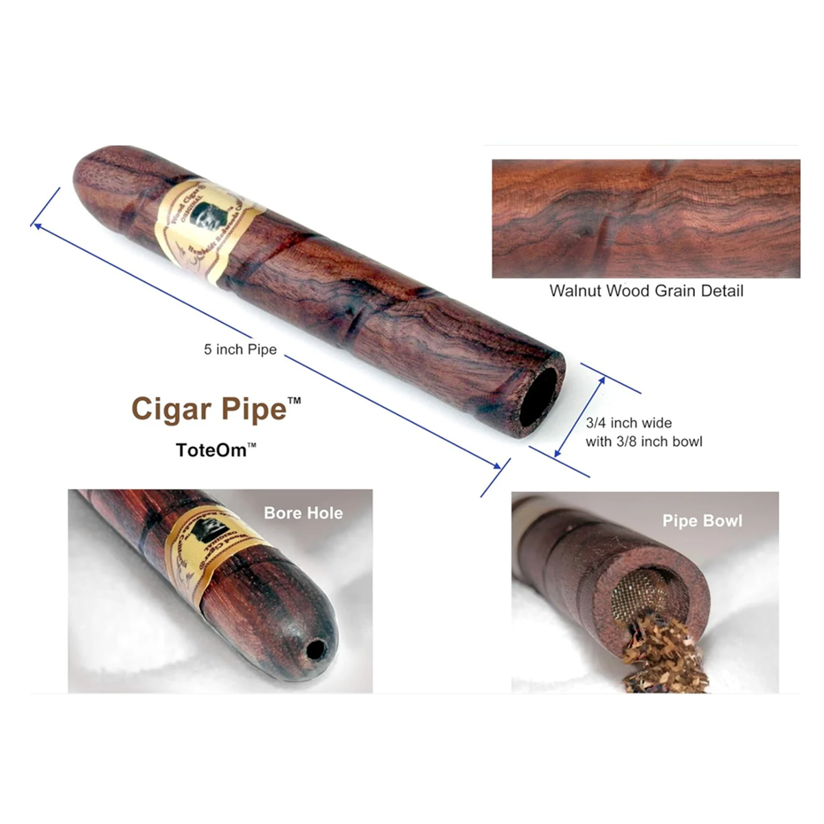 CIGAR PIPE - Tobacco Pipe, Handmade Carved Tobacco Pipe with Accessories