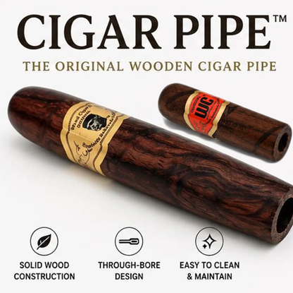(2) 3 INCH / 5 INCH Original Wooden Cigar Pipes – Small Bowl, Smooth Draw, Portable & Easy to Clean – Gift-Ready