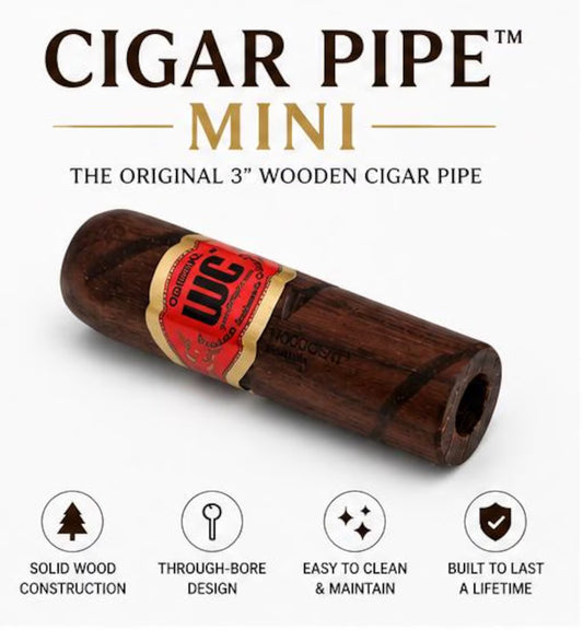 Original Wooden Cigar Pipe™ – Small Bowl, Smooth Draw, Portable & Easy to Clean – Gift-Ready